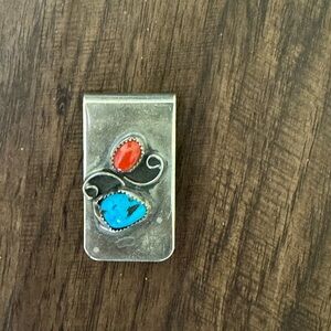 Silver Holster Clip with Southwestern Gemstone Design